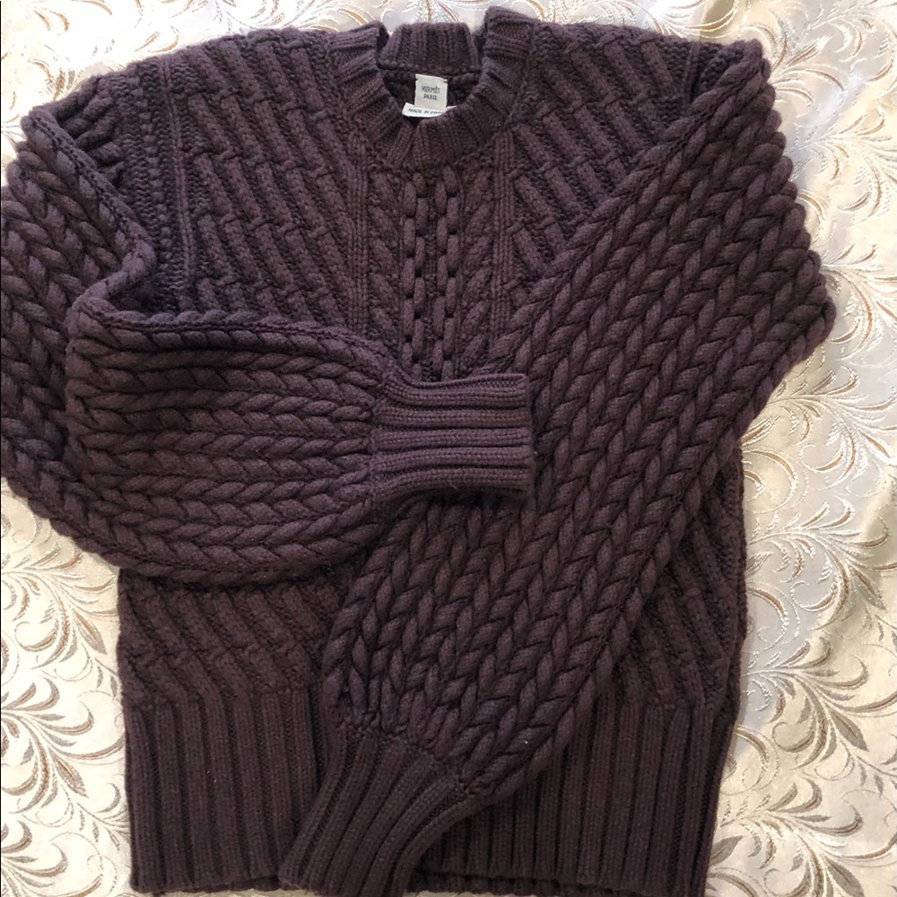 SOLD - HERMES Brown 100% Cashmere sweater 40 cold weather